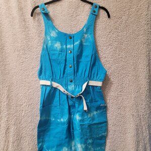 Ideals Jumpsuit/Overalls - Blue & White - Size = Large - 100% Cotton